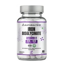 NATURALTEIN Iron Bisglycinate with Vitamin C – 60 Tablets | 19 mg Elemental Iron | Gentle on Stomach | Supports Men’s Energy, Strength & Healthy Blood Levels