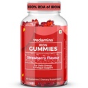 Iron Gummies | 100% RDA Iron Supplement for Men, Women & Kids | Strawberry Flavour | Energy & Fatigue Support | Vegetarian, Gelatin Free | 30 Gummies