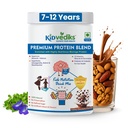 KidVediks Kids Protein Powder for Ages 7–12 yrs (350g) | Nutrition Drink Powder| Brain Booster | Health drink for kids | 8g Protein/Serving | 23 Vitamins & Minerals, DHA, Calcium, Zinc | Chocolate Flavour| No Refined Sugar, Artificial Flavours or Preservatives| Supports Healthy Growth, Development & Immunity Booster| With Almonds, Walnuts, Ashwagandha, Bramhi & Shankhpusphi