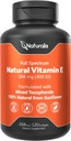 Naturalis Sunflower Vitamin E 268mg (400 IU) with Mixed Tocopherols | Essential Skin Vitamin & Immune Support | Non-GMO, Soy & Gluten Free | 120 Softgels