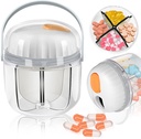Pill Box, Pill Organizer for Travel Cute Medicine Organizer NO-BPA Conteneur de médicaments contre l'humidité pour les vitamines, huiles de poisson, suppléments (blanc)
