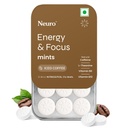Neuro Energy & Focus Mints - Iced Coffee | Quick Energy Boost & Enhanced Focus | Natural Caffeine + 60 mg L-Theanine + Vitamin B6 & B12 | No Added Sugar | Aspartame Free | 120 Mints