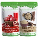 Mulethi Pomegranate Juice Powder | Liquorice Root Sticks | Yashtimadhu Powder Organic | Hair Growth | Drink | Eating | Skin Care | Face Mask | Skin Brightening | Weight Loss - 100 Gram(Pack Of 2)