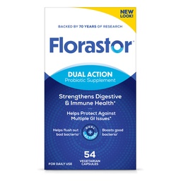 Probiotiques Florastor pour la santé digestive et immunitaire, 54 Capsules, Probiotiques pour les femmes et les hommes, aide à rincer les mauvaises bactéries, stimule le bien avec notre souche Saccharomyces Boulardii, emballage mai Varier