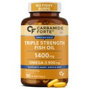 Carbamide Forte Triple Strength Omega 3 Fish Oil Capsules 1400mg | Omega 3 Supplement | Omega3 Fatty Acid Supplement To Support Heart, Joints & Skin - 1400mg | 90 Softgel Capsules
