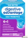 Avantage digestif Probiotiques pour la santé digestive, probiotiques quotidiens pour les femmes et les hommes, soutient la santé gustative, occasionnelle Bloating & Diarrhée, trouble abdominale mineur, et soutien immunitaire, 60ct Capsules