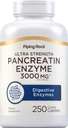 Piping Rock Pancreatin Digestive Enzymes | 3000mg | 250 Caplets | Ultra Strength | Non-GMO, Gluten Free Supplement