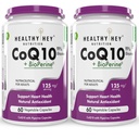 HealthyHey Nutrition High Absorption CoQ10 with BioPerine - 125 mg - 60 Capsules - Pack of 2