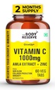 THE BODY RESERVE Natural Vitamin C Tablets From Amla Extracts With Zinc helps Immunity & Skin Whitening Vitamin C Supplements 60 Tablets
