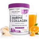 HealthyHey Glow-N-Shine Marine Collagen Peptides |Type 1 Collagen Protein Supplement with Hyaluronic Acid | Amino Acids for Skin, Hair, Nails | Paleo Friendly, Non-GMO (Orange Flavour, 200g)