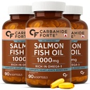 Carbamide Forte Salmon Fish Oil Omega 3 Capsule 1000 mg | 90 Softgel Capsules | EPA 180 mg & DHA 120 mg | Supports Heart, Joints, Bones & Skin (Pack of 3)