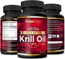 Huile de krill antarctique Softgels 100% Pure avec Omega-3 EPA DHA Astaxanthin 1000mg par jour (2 Softgels). Fabriqué aux États-Unis