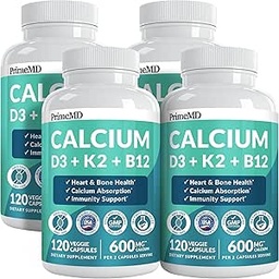 4-in-1 Calcium Supplements for Women and Men - Calcium with Vitamin D3 K2 5000 IU Supplement, 601mg per Serving for Heart, Bones & Body Defenses - Gluten-Free, Vegan-Friendly (480 ct)