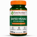 Pure Nutrition Safed Musali Tablets | Safed Musli Tablets 500mg | Ayurvedic Herbal Supplement for Muscle Strength, Stamina, Immunity, Energy & Endurance - 60 Veg Tablet