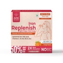 Replenish Iron supplement for Women by Avni Wellness, 50% RDA, Liposomal Iron, Zinc and 5 Vitamins, Melt-in-Mouth powder, 15 sachets