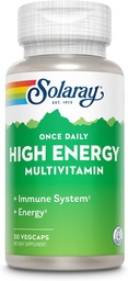 SOLARAY Une fois par jour Multivitamine haute énergie pour les femmes et les hommes - Suppléments énergétiques - Immune Support avec Vitamine C, A, D et E, Complexe Vitamine B, Trace Minerals, Garantie de 60 jours, 30 Serv., 30 VegCaps