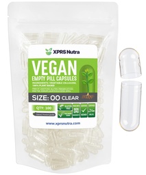 XPRS Nutra Size 00 Empty Capsules - 100 Count Clear Empty Vegan Capsules - Vegetarian Empty Pills - DIY Vegetable Capsule Filling- Veggie Pill Caps