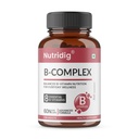 Vitamin B Complex Supplement Capsules | B1, B2, B3, B5, B6, B7, B9 & B12 | Daily B-Complex Vitamins | 60 Veg Capsules