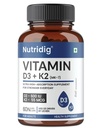 Vitamin D3 + K2 Capsules – 600 IU Vegan D3 (from Lichen) & 55 mcg K2 (MK-7) | High Absorption | Bone, Heart & Immune Health | 60 Veg Capsules