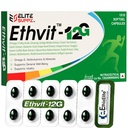 Ethvit-12G, 10 Softgel Capsules | Omega-3, Ginseng, Ginkgo Biloba, Green Tea, Giloy, Garlic, Multivitamin, Multimineral & Antioxidants | Daily Nutritional Supplement for General Wellness