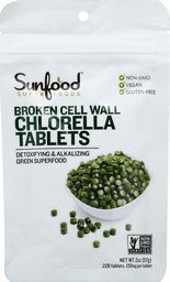 Sunfood Superfoods Broken Cell Wall Chlorella Tablets - Chlorophyll, Chlorella Green Algae Tablets for Women & Men, Source of Protein, Iron, Beta Carotene & B Vitamins, Non GMO, Vegan - 2 oz Bag