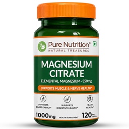 Pure Nutrition Magnesium Citrate Supplement 1000mg - 120 Tablets | Magnesium citrate Supplement Supports Sleep, Muscle Relaxation, Bone & Joint Health, Energy Production & Easy For Digestion
