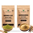 Organics Moringa & Ashwagandha Powder Combo (100g Each) | Organic, Natural Superfood Blend for Energy, Immunity, Stress Relief, Performance & Overall Wellness | Rich in Vitamins, Minerals & Antioxidants