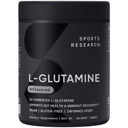 Sports Research® L-Glutamine - Relèvement des séances d'entraînement, santé immunitaire et soutien de la santé git - 5 G par service - 10.58 Oz