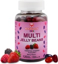 Multivitamin Jelly Beans - Chewable Vitamins Gummies with Zinc for Kids - Immune Support Vitamin Supplements - Vegetarian Multivitamins Gummy Supplement for Childrens - 120 Berry Beans