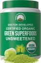 Peak Performance Unsweetened Bio Greens Poudre Superfood. Super Greens Poudre avec 25+ ingrédients organiques pour Max Energy et performance athlétique. Jus vert de kéto végétalien boisson quotidienne