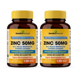 Zinc 50mg Capsules For Men and Women, 240 Count | Highly Absorbable Zinc Supplements For Immune System Support | Zink 50 mg Mono Methionine Chelated Complex | Helps with Skin Health & Overall Immunity