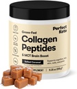 Perfect Keto Collagen Peptides poudre de protéines avec huile MCT, collagène hydrolysé, complément de type I & III, gazon sans gluten, faible teneur en glucides, crème de café Keto, collagène pour les femmes et les hommes, caramel salé