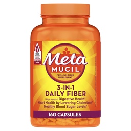Metamucil Psyllium Husk Fiber Supplement, 3-in-1 for Digestive Health, Plant Based, 160 Count, Pack of 2