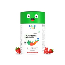 Little Joys Multivitamin Gummies for Kids | 4-6 Years | 30 Gummies | With 11 Vitamins & Minerals | Supports Immunity, Bone health & Antibody Production | No Added Sugar | Strawberry Flavour