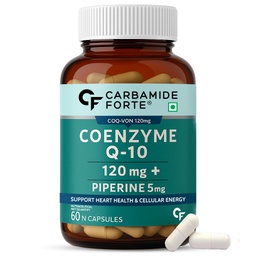 Carbamide Forte Coenzyme Q10 (Coq10 Supplement) 120mg supplement with Piperine 5mg | Coq 10 120mg Supports Heart Health & Cellular Energy – 60 Capsules