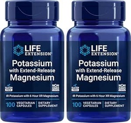 Life Extension 99mg Potassium with Extend-Release Magnesium 250mg, 100 Veg Caps (Pack of 2) - Gluten-Free – Non-GMO – Vegetarian Supplement for Men and Women - Dual-Action Mineral Formula