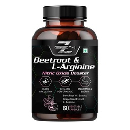 Beetroot and L-Arginine Capsules, Helps Support Nitric Oxide Production, Blood Pressure, Heart Health, Contains Non-GMO Beetroot Powder, Grape Seed Extract (60 Caps, Pack of 1)