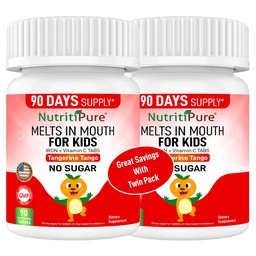 Suppléments de fer à croquer pour enfants (Ferronyl®/Carbonyl Iron 9 mg avec vitamine C 30 mg) Comprimé dans Tangerine Tango Orange Flavor Supplément enfants 90 Compte (2 bouteilles)