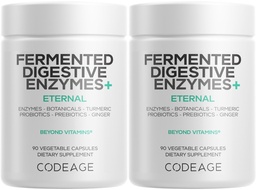 Codeage Fermented Digestive Enzymes Supplement 3-Month Supply - 14 Digestive Enzymes, Probiotics, Prebiotics, Fermented Botanicals, Plant-Based Multi Pancreatic Enzymes - 1 Capsule a Day - 2-Pack