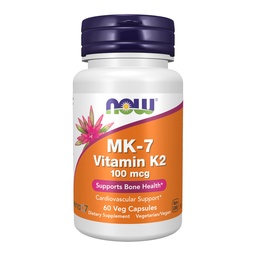 MAINTENANT Aliments suppléments, vitamine MK-7 K-2 100 mcg, soutien cardiovasculaire*, soutient la santé osseuse*, 60 gélules