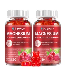 Magnésium Gommies 600mg par portion-Magnésium Glycinate 400mg et Magnésium Malate 200mg, Supplément de magnésium sans sucre pour calmer l'humeur, les muscles, les os et l'énergie, 120 Gommies framboises