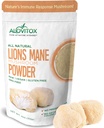 Alovitox Bio Lion's Mane Mushroom Powder , Superfood naturel pour le cerveau, l'énergie et la santé immunitaire, fournit un soutien neuronal, la protection de l'IG, les avantages cardiovasculaires , non-OGM , végétalien , sans gluten , 4 oz