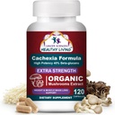 SCIENCES CANCER Supplément Cachexia, Capsules d'extrait de champignons biologiques certifiées USDA, force supplémentaire de 1 500 mg, puissance élevée 40% Beta-Glucans, Immune & Soutien métabolique, Poids et masse musculaire