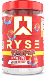 RYSE Charged Pre Workout Powder - Bague Pop Cherry - Pré-entraînement quotidien pour les hommes et les femmes avec 325mg de caféine, Beta Alanine et Citrulline pour pompe, focus et énergie - 30 portions