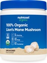 Nutricost Organic Lion's Mane Mushroom Powder (8 oz) - 227 Servings, Certified USDA Organic Supplement