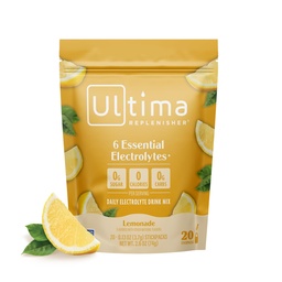 Ultima Replenisher Mélange quotidien de poudre d'électrolyte – Sans sucre – Cimonade, 20 Stickpacks – Packs d'hydratation avec 6 électrolytes clés et minéraux traces – Keto Friendly, Vegan, Non-OGM