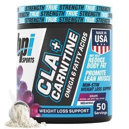BPI Sports CLA+Carnitine – CLA L Carnitine & Linoleic Acid – L Carnitine Supplement for Weight Loss, Metabolism & Lean Muscle – Caffeine Free – Grape – 50 Servings – 12.34 oz