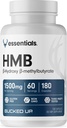 HMB (Beta-Hydroxy Beta-Methylbutyrate) 1500mg par portion, essentiels (60 portions, 180 capsules)