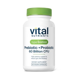 Hyperbiotiques Nutriments vitaux Prébiotiques et probiotiques pour les femmes et les hommes 60 Million CFU.Les pré et probiotiques soutiennent la santé digestive, la constipation, la diarrhée, le gaz et le ballonnement 60 Capsules végétaliennes