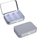 2Pack Pill Box 3 Compartiment Pill Case,Portable Metal Pill Box with Mirror for Medicine, Vitamines, Huile de poisson et suppléments,Portable Pill Box for Pocket or Purse(Argent)